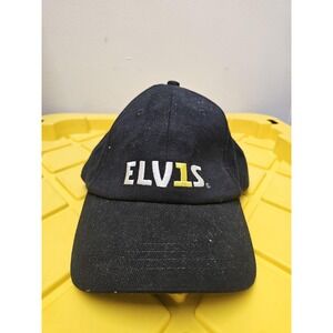 Harrahs ELVIS Hat Cap Strap Back Black Embroidered Casino Promo Mens Monarch